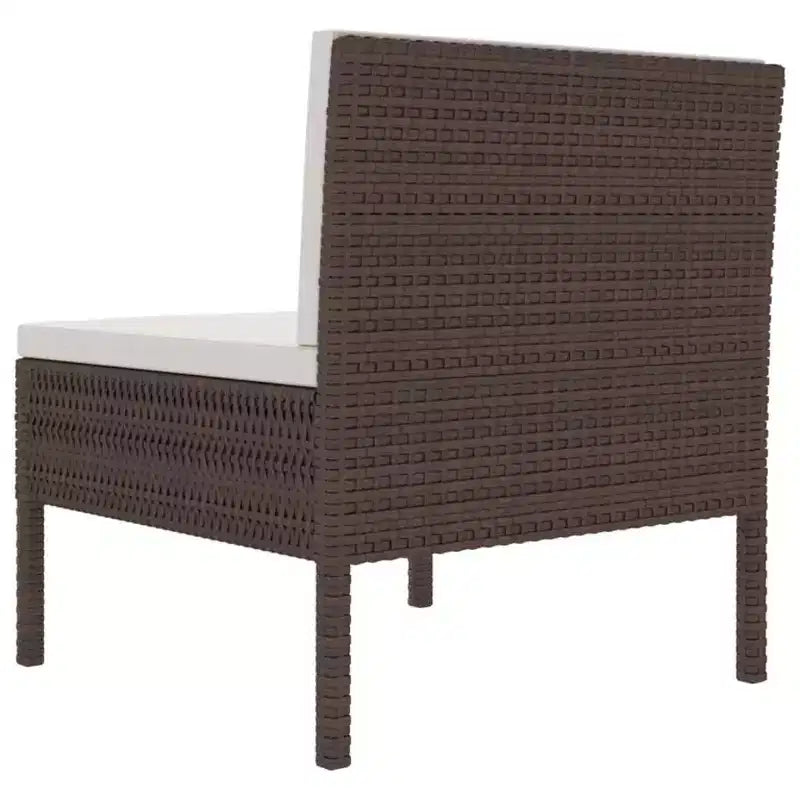 vidaXL Patio Chairs 3 Pcs Rattan Conversation Chair with Cushions Poly Rattan