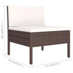 vidaXL Patio Chairs 3 Pcs Rattan Conversation Chair with Cushions Poly Rattan