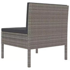 vidaXL Patio Chairs 3 Pcs Rattan Conversation Chair with Cushions Poly Rattan