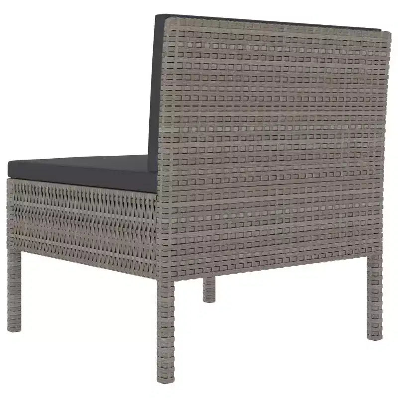vidaXL Patio Chairs 3 Pcs Rattan Conversation Chair with Cushions Poly Rattan
