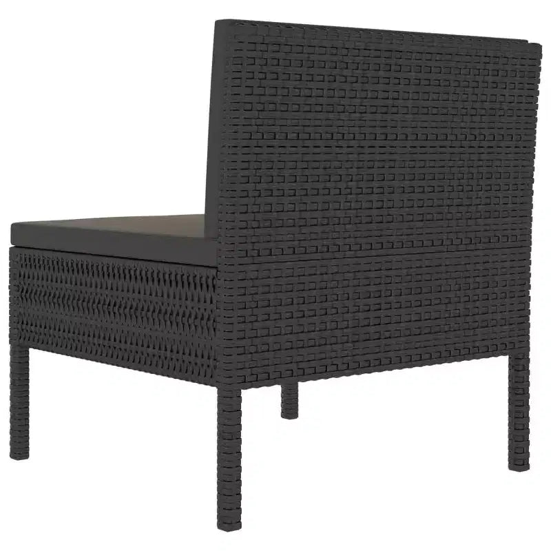 vidaXL Patio Chairs 3 Pcs Rattan Conversation Chair with Cushions Poly Rattan