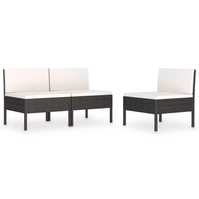 vidaXL Sedie da giardino 3 pz in rattan con cuscini, in polyrattan