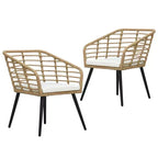 vidaXL Rattan Dining Chair 2 Pcs Patio Wicker Chair with Cushions Poly Rattan