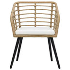 vidaXL Rattan Dining Chair 2 Pcs Patio Wicker Chair with Cushions Poly Rattan