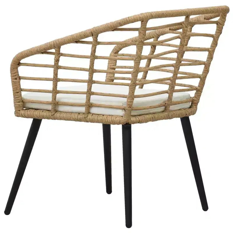 vidaXL Rattan Dining Chair 2 Pcs Patio Wicker Chair with Cushions Poly Rattan