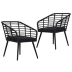 vidaXL Rattan Dining Chair 2 Pcs Patio Wicker Chair with Cushions Poly Rattan