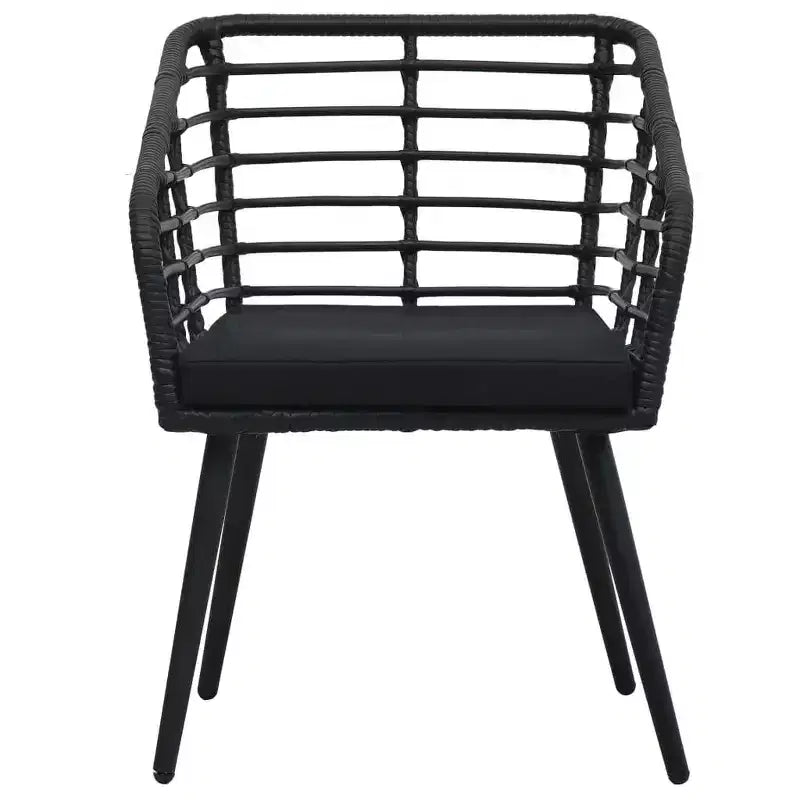 vidaXL Rattan Dining Chair 2 Pcs Patio Wicker Chair with Cushions Poly Rattan