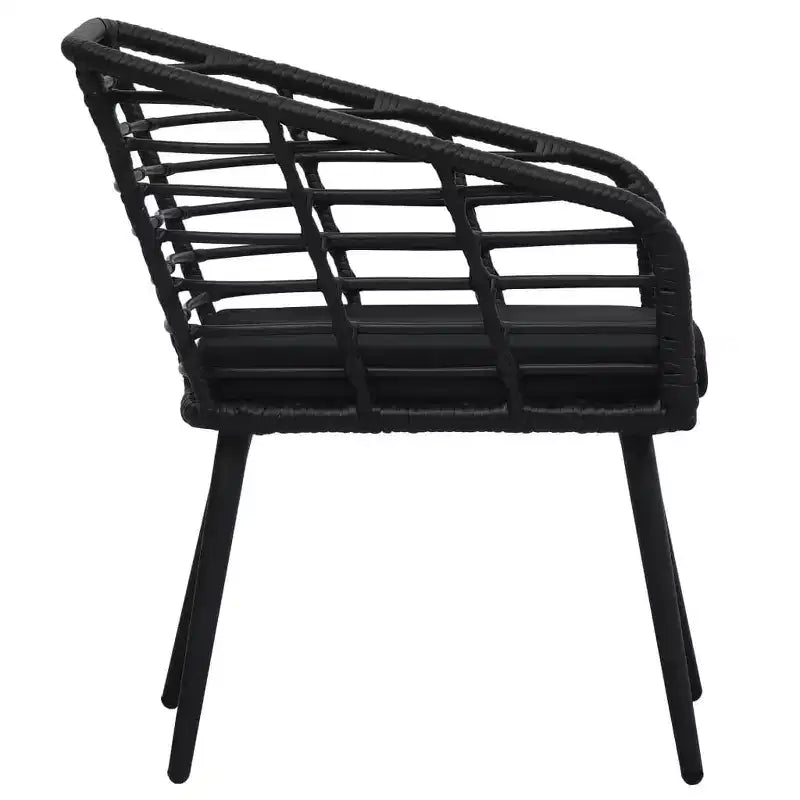 vidaXL Rattan Dining Chair 2 Pcs Patio Wicker Chair with Cushions Poly Rattan