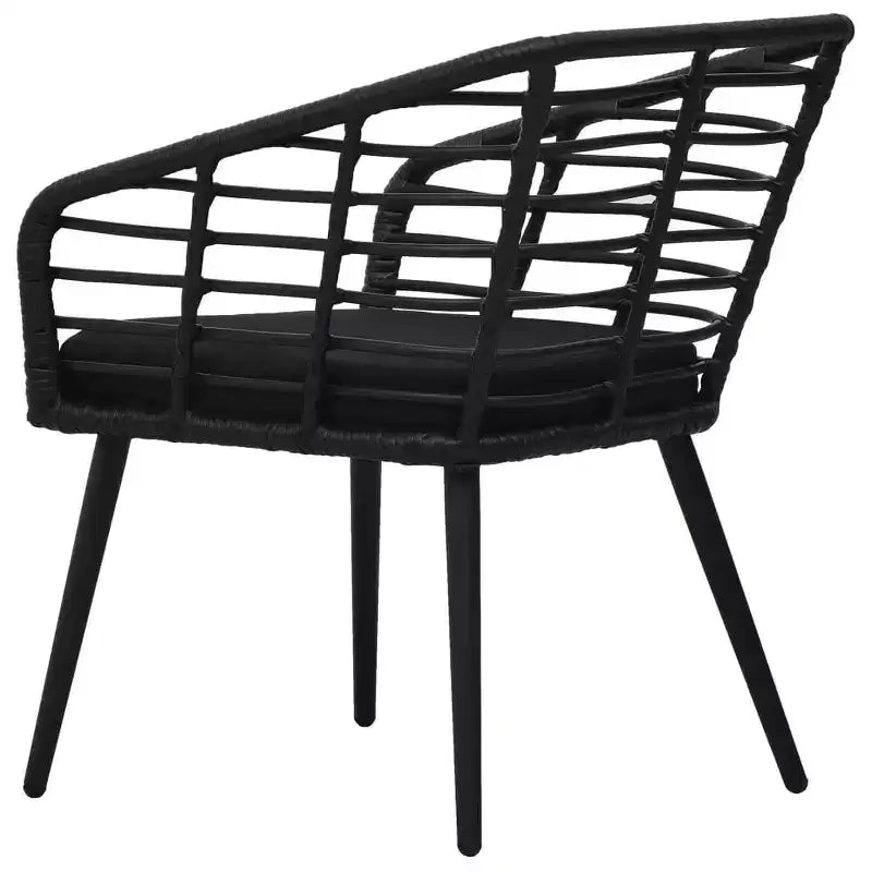 vidaXL Rattan Dining Chair 2 Pcs Patio Wicker Chair with Cushions Poly Rattan