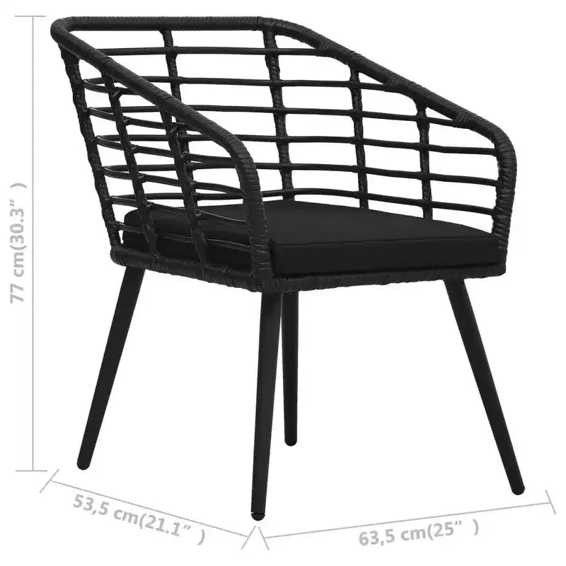 vidaXL Rattan Dining Chair 2 Pcs Patio Wicker Chair with Cushions Poly Rattan