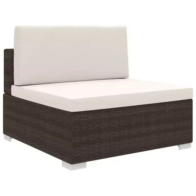 vidaXL Patio Furniture Rattan Sofa Chair Middle Seat with Cushions Poly Rattan