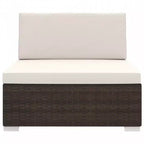 vidaXL Patio Furniture Rattan Sofa Chair Middle Seat with Cushions Poly Rattan