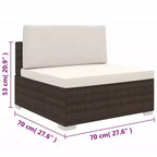 vidaXL Patio Furniture Rattan Sofa Chair Middle Seat with Cushions Poly Rattan
