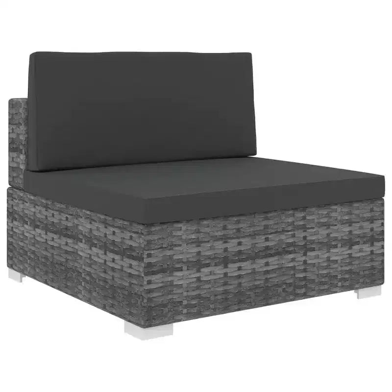 vidaXL Patio Furniture Rattan Sofa Chair Middle Seat with Cushions Poly Rattan