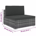 vidaXL Patio Furniture Rattan Sofa Chair Middle Seat with Cushions Poly Rattan