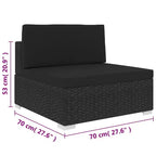 vidaXL Patio Furniture Rattan Sofa Chair Middle Seat with Cushions Poly Rattan