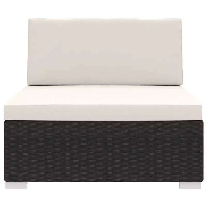 vidaXL Patio Furniture Rattan Sofa Chair Middle Seat with Cushions Poly Rattan