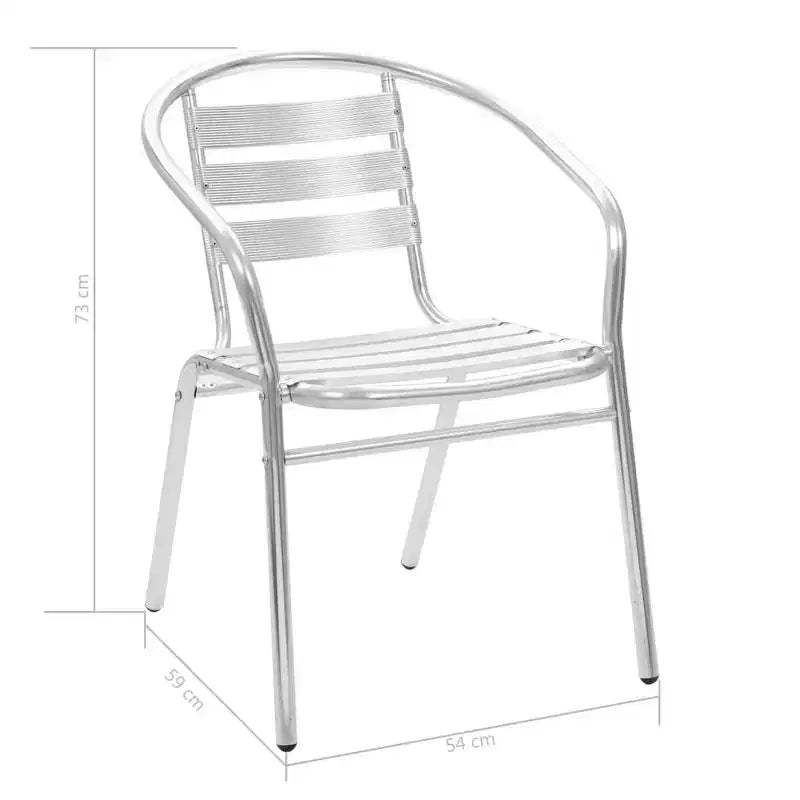 vidaXL Stackable Patio Chairs Outdoor Chair with Triple Slat Back Aluminum