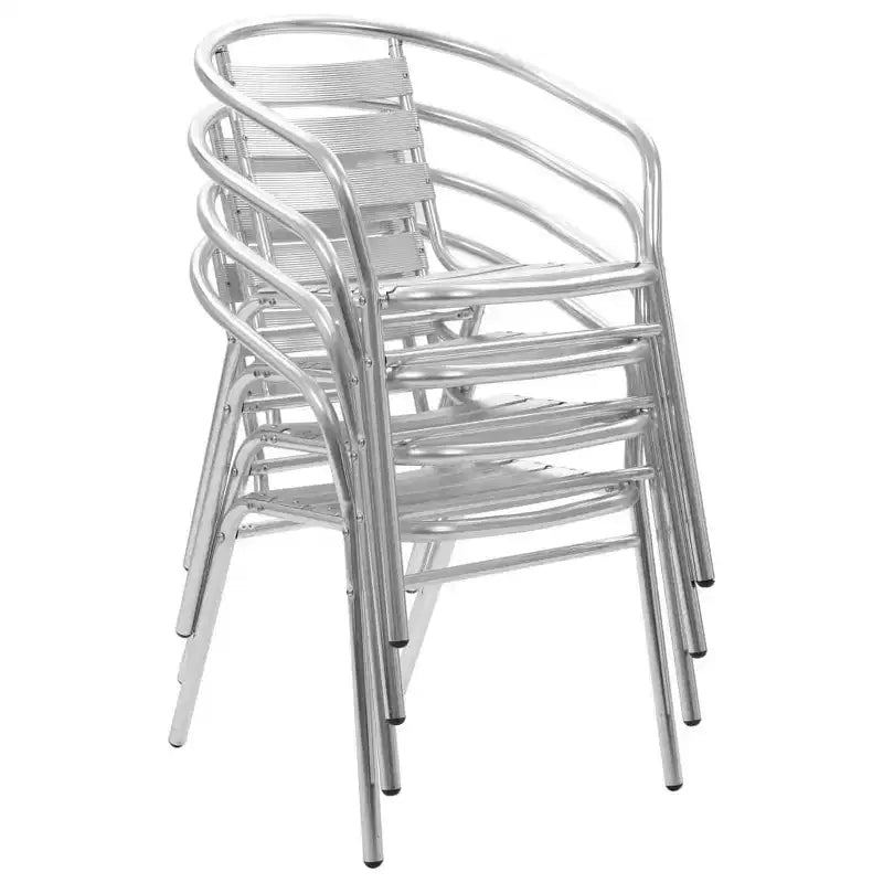 vidaXL Stackable Patio Chairs Outdoor Chair with Triple Slat Back Aluminum
