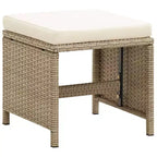 vidaXL Patio Furniture 2 Pcs Outdoor Patio Stool with Cushions Poly Rattan