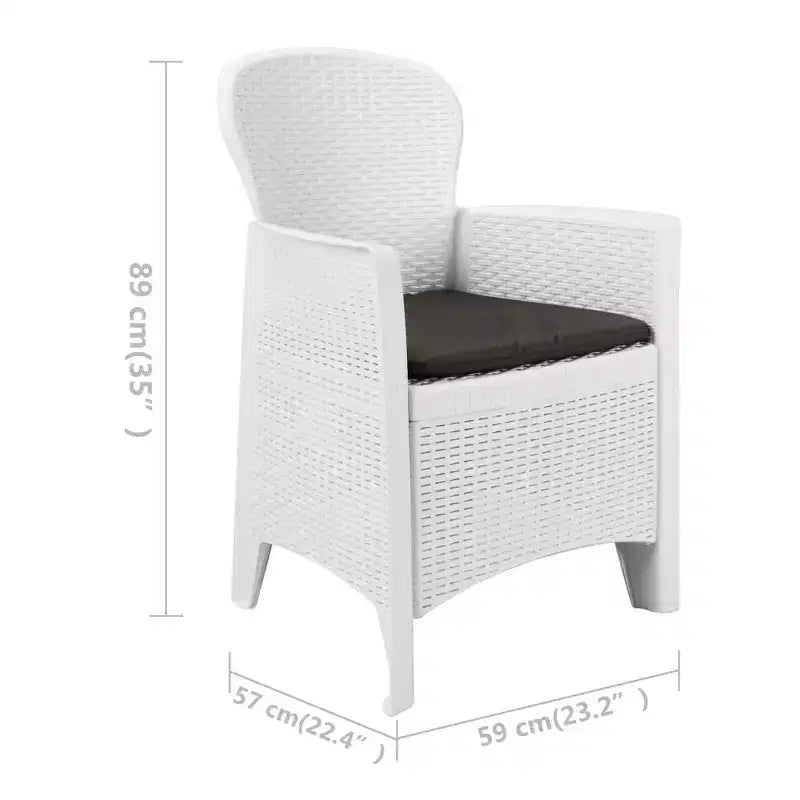 vidaXL Sedie da Giardino 2 pz Sedia Singola da Pranzo con Cuscino Effetto Rattan in Plastica