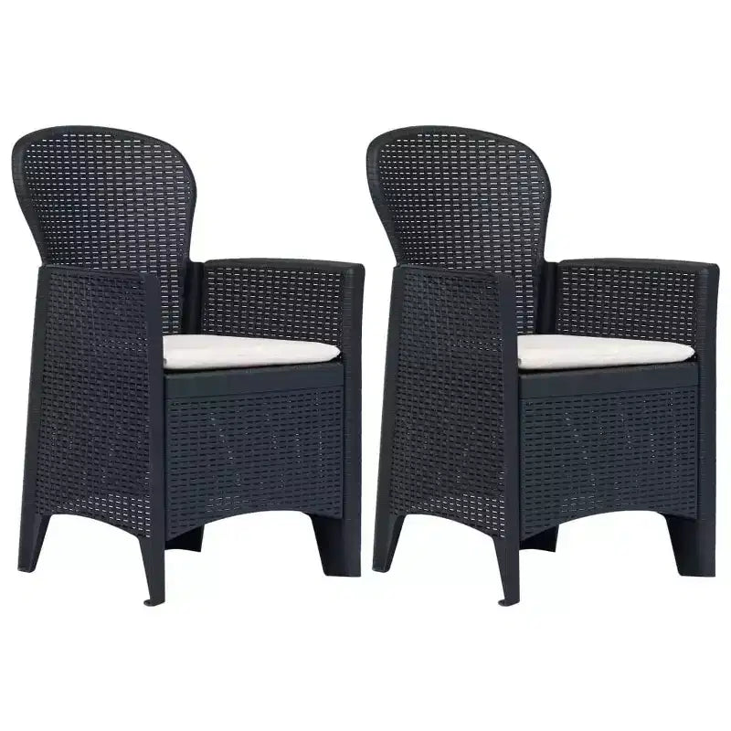 vidaXL Sedie da Giardino 2 pz Sedia Singola da Pranzo con Cuscino Effetto Rattan in Plastica