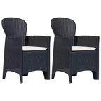 vidaXL Sedie da Giardino 2 pz Sedia Singola da Pranzo con Cuscino Effetto Rattan in Plastica