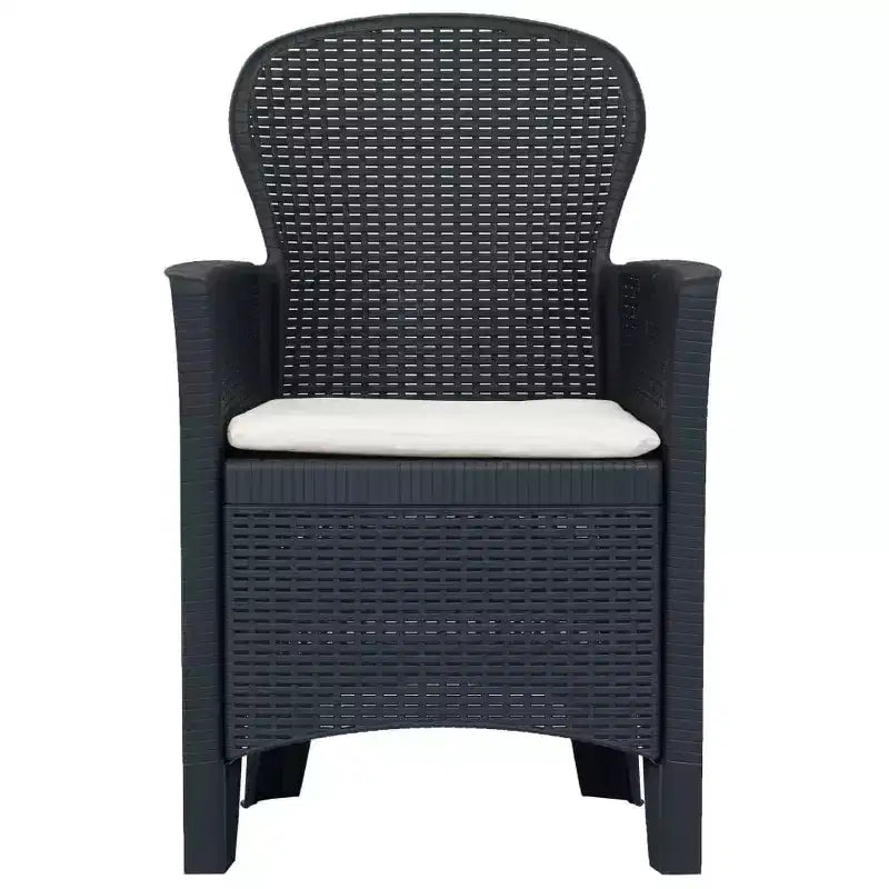 vidaXL Sedie da Giardino 2 pz Sedia Singola da Pranzo con Cuscino Effetto Rattan in Plastica