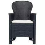 vidaXL Sedie da Giardino 2 pz Sedia Singola da Pranzo con Cuscino Effetto Rattan in Plastica