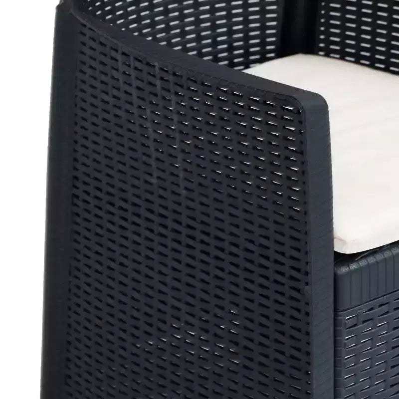 vidaXL Sedie da Giardino 2 pz Sedia Singola da Pranzo con Cuscino Effetto Rattan in Plastica