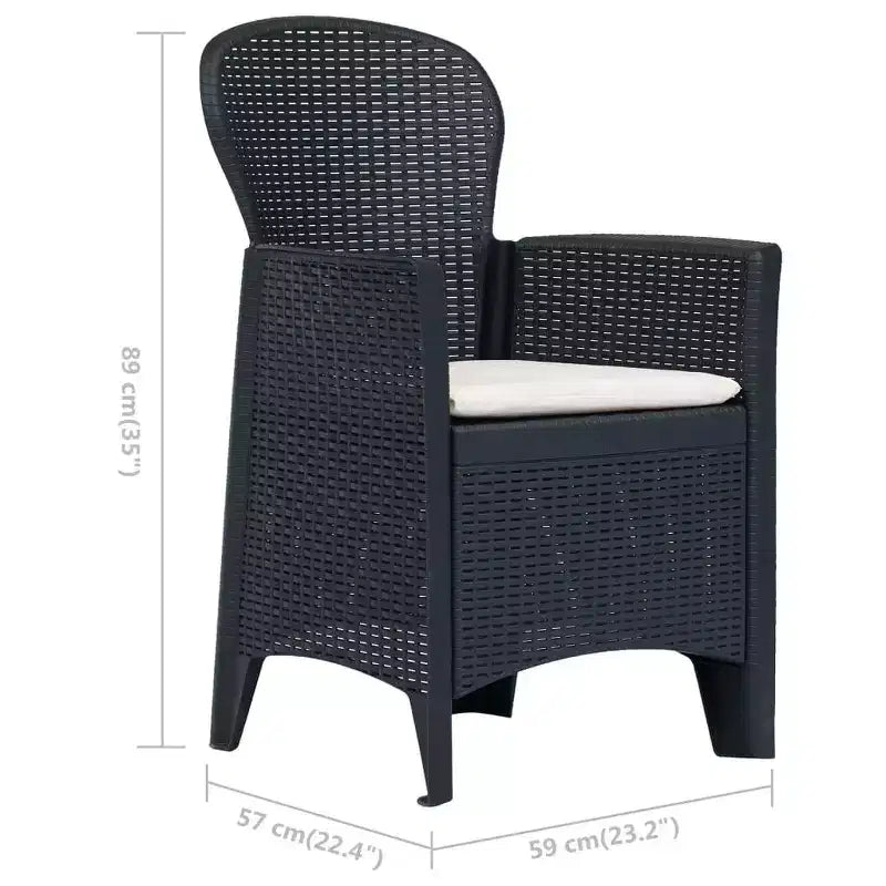 vidaXL Sedie da Giardino 2 pz Sedia Singola da Pranzo con Cuscino Effetto Rattan in Plastica