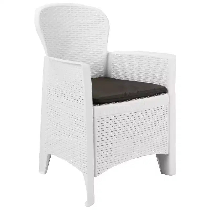 vidaXL Sedie da Giardino 2 pz Sedia Singola da Pranzo con Cuscino Effetto Rattan in Plastica