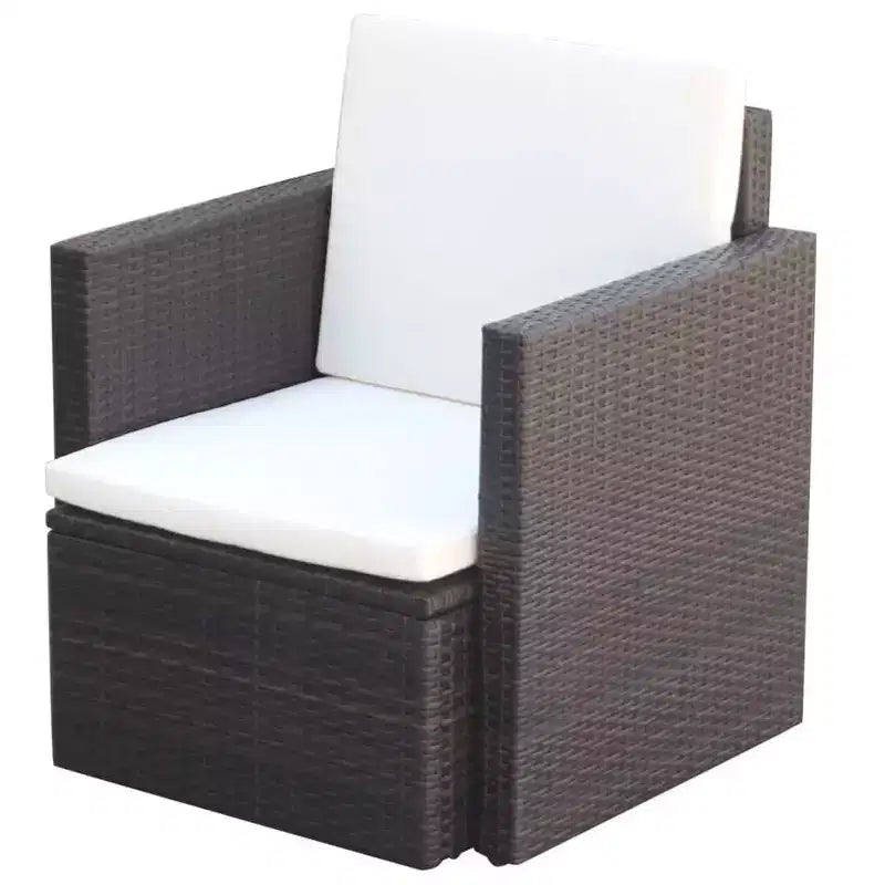 vidaXL Patio Chair Dining Single Chair with Cushions and Pillows Poly Rattan