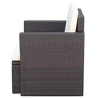 vidaXL Patio Chair Dining Single Chair with Cushions and Pillows Poly Rattan