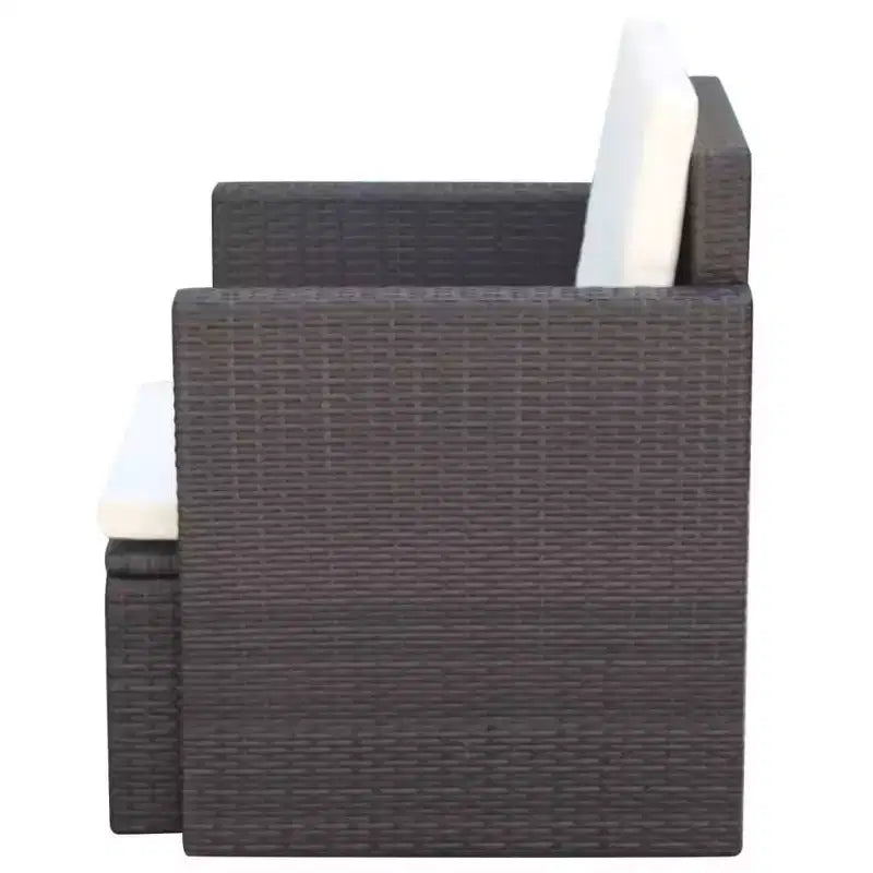 vidaXL Patio Chair Dining Single Chair with Cushions and Pillows Poly Rattan