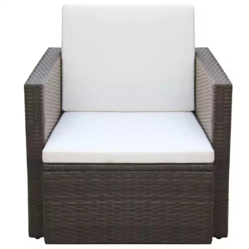 vidaXL Sedia da giardino, sedia da pranzo singola con cuscini e cuscini in polyrattan