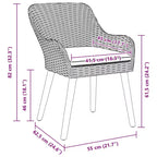 vidaXL Sedia da giardino 2 pz 62,5 x 55 x 82 cm Polyrattan