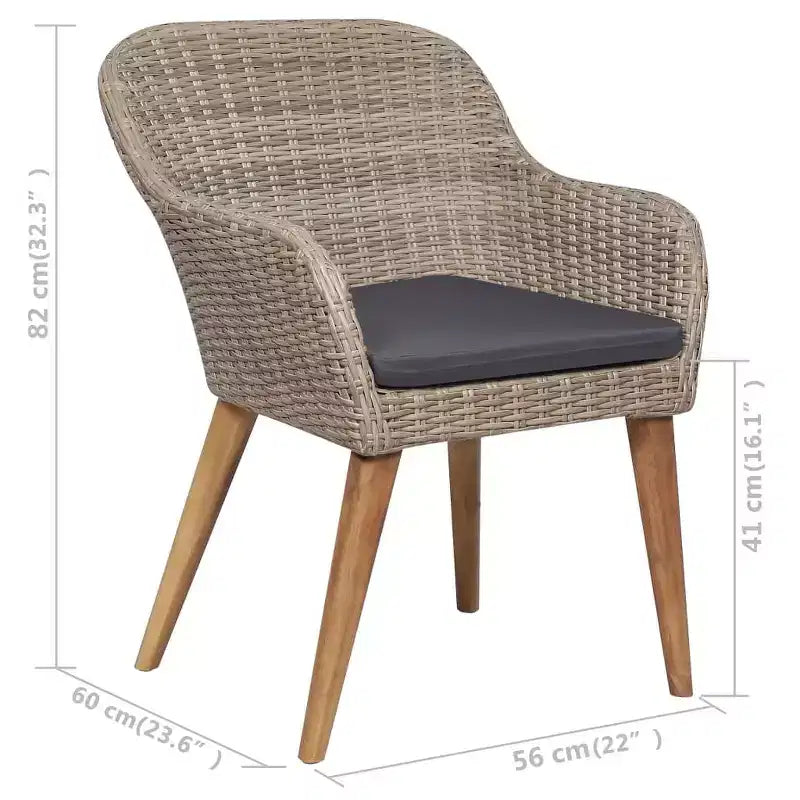 vidaXL Sedia da giardino 2 pz 62,5 x 55 x 82 cm Polyrattan