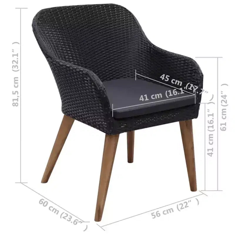 vidaXL Sedia da giardino 2 pz 62,5 x 55 x 82 cm Polyrattan