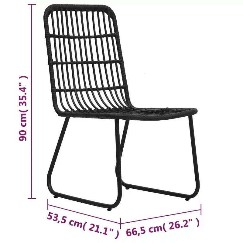 vidaXL Patio Chairs 2 Pcs Modern Dining Chair for Outdoor Balcony Poly Rattan