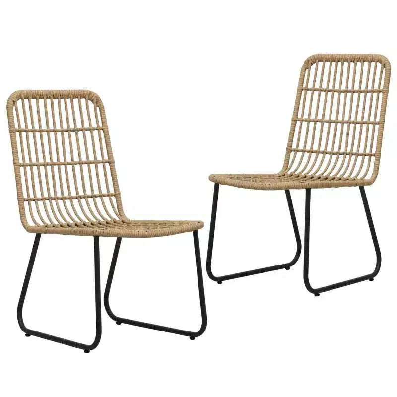 vidaXL Patio Chairs 2 Pcs Modern Dining Chair for Outdoor Balcony Poly Rattan