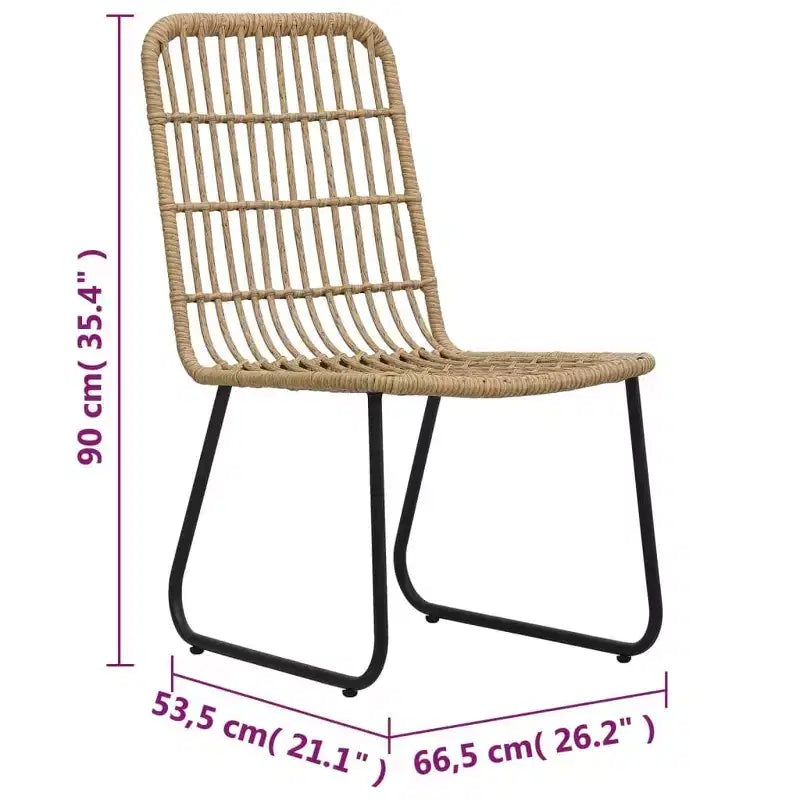 vidaXL Patio Chairs 2 Pcs Modern Dining Chair for Outdoor Balcony Poly Rattan