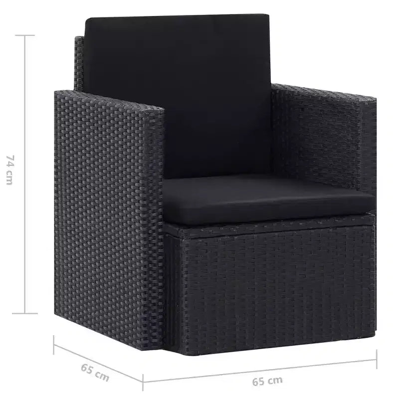vidaXL Armchair Outdoor Patio Single Sofa Chair with Cushions Poly Rattan
