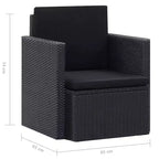 vidaXL Armchair Outdoor Patio Single Sofa Chair with Cushions Poly Rattan
