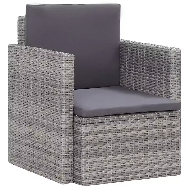 vidaXL Armchair Outdoor Patio Single Sofa Chair with Cushions Poly Rattan