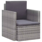 vidaXL Armchair Outdoor Patio Single Sofa Chair with Cushions Poly Rattan