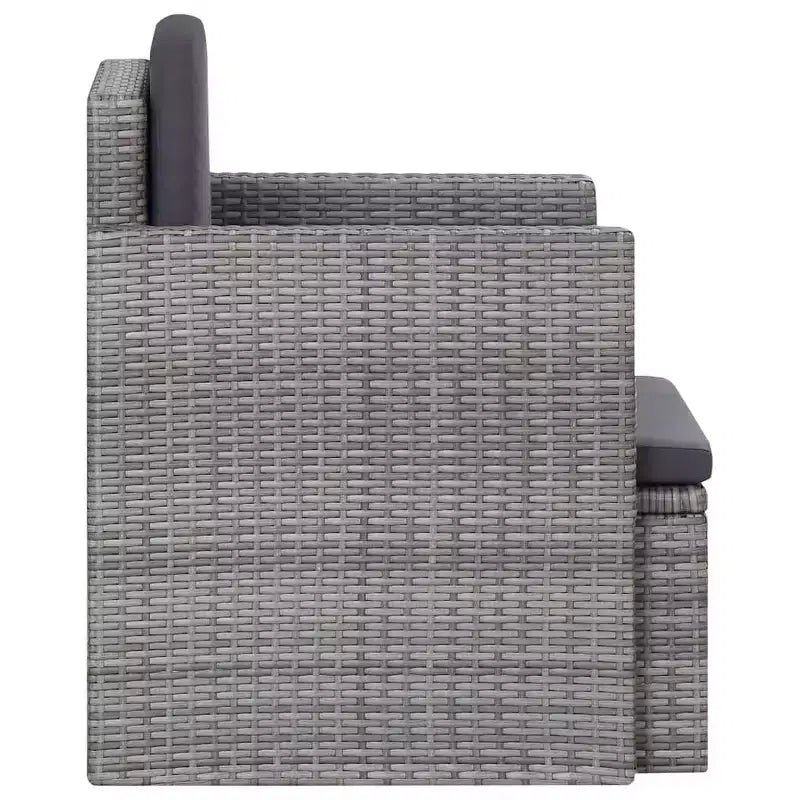 vidaXL Armchair Outdoor Patio Single Sofa Chair with Cushions Poly Rattan