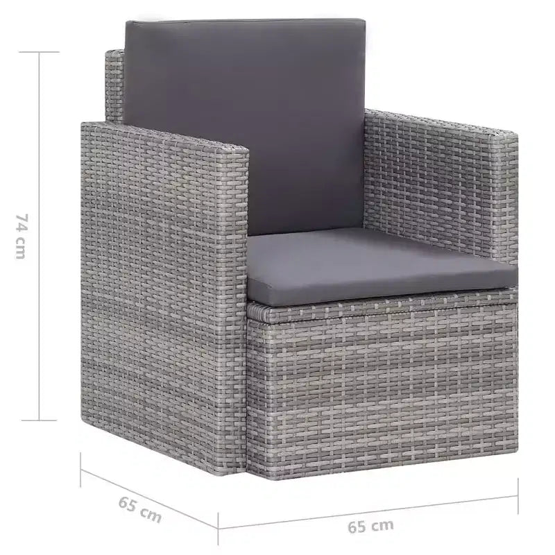 vidaXL Armchair Outdoor Patio Single Sofa Chair with Cushions Poly Rattan