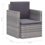 vidaXL Armchair Outdoor Patio Single Sofa Chair with Cushions Poly Rattan