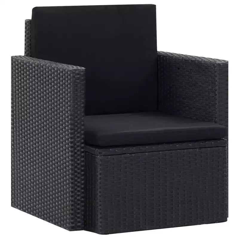vidaXL Armchair Outdoor Patio Single Sofa Chair with Cushions Poly Rattan